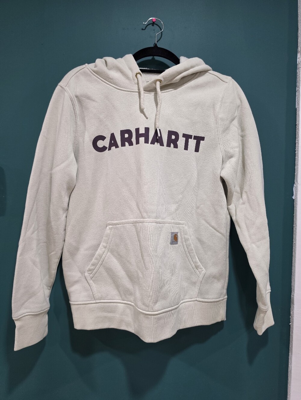 Carhartt Women’s Cream Logo Pullover Hoodie Relaxed Fit M 8-10